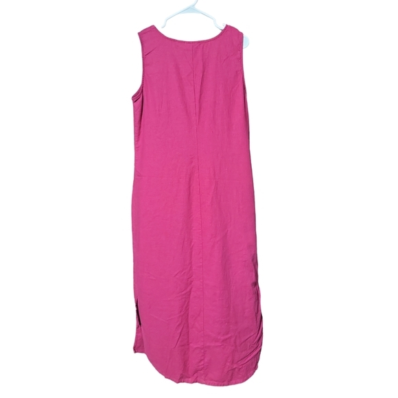 Studio Ease size 16 linen blend sleeveless pink embroidered maxi dress - Picture 2 of 7